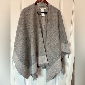 L.K.Bennett London LILI Is WOOL & CASHMERE BLANKET SCARF WRAP In Grey/Cream